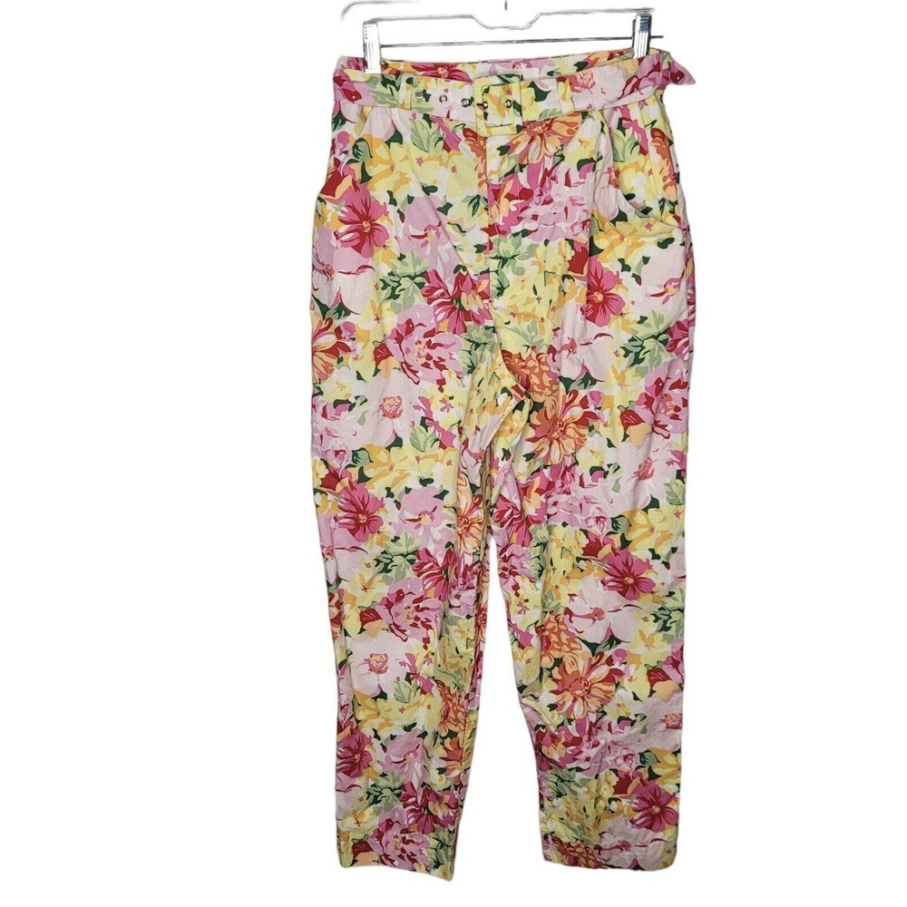 LPA High Waisted Jessica Pants ankle Amali Floral Womens sz Medium straight leg